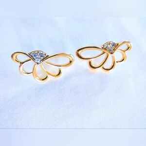 Vintage Gold and Diamond Rhinestones Earrings